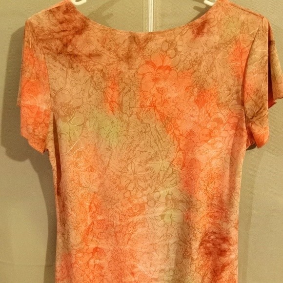 DB Established 1962 Peach Silky Floral Bell Sleeve Blouse wms Sz Med - Picture 11 of 13